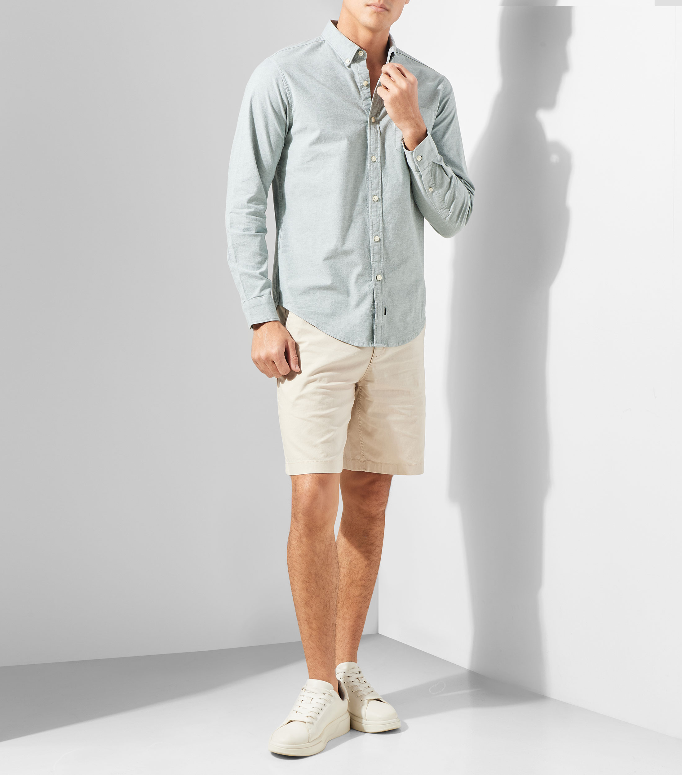 Camisa lisa manga larga Hombre